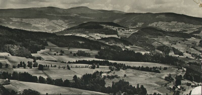 Pohled na Kotel a Lysou horu ze Sklenařic, rok 1930